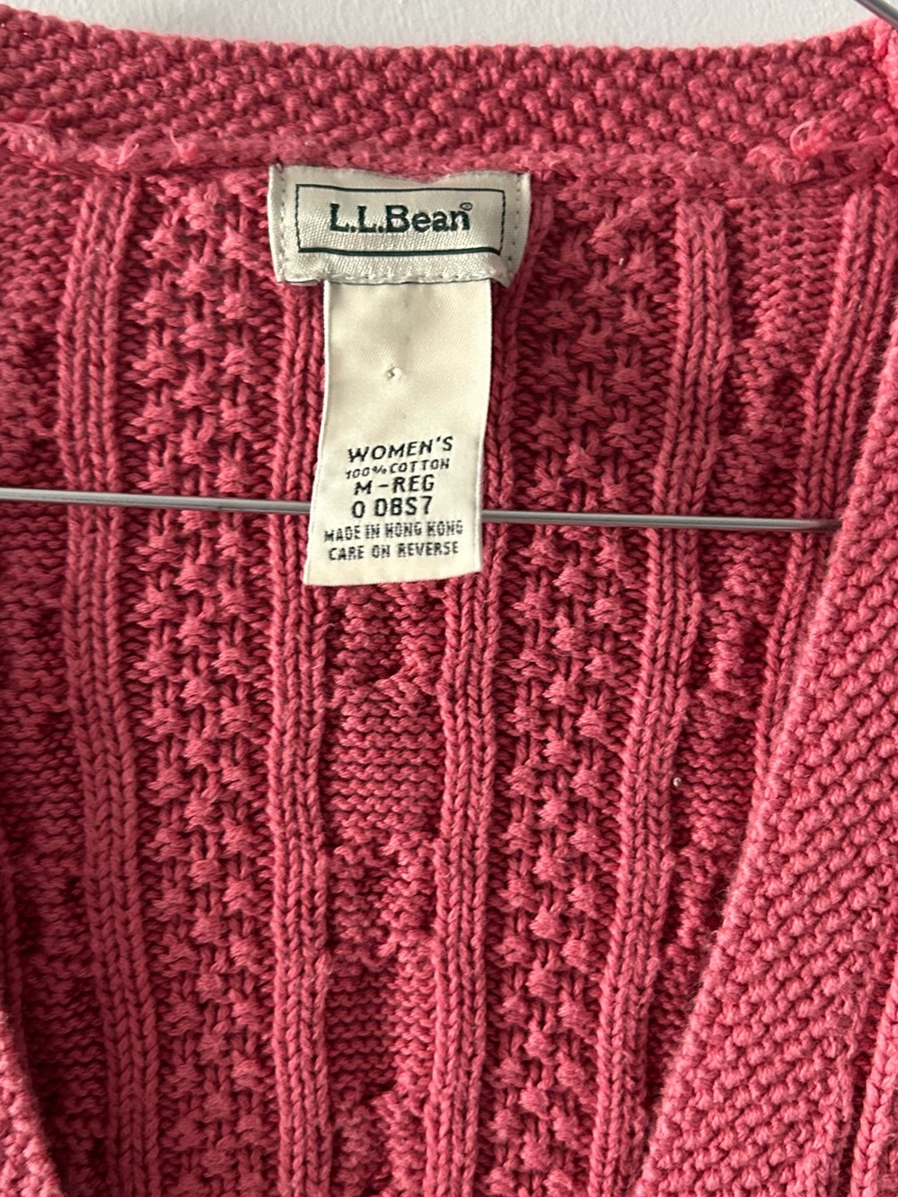 L.L. Bean Cable Knit Cardigan Sweater in Rose - Picture 3 of 4